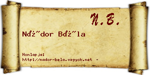 Nádor Béla névjegykártya