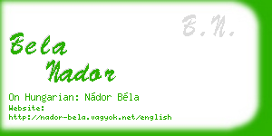bela nador business card