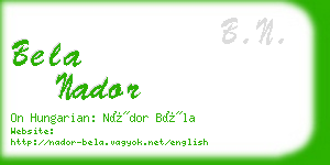 bela nador business card